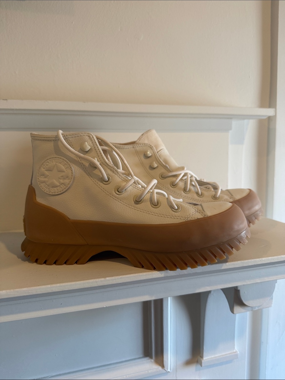 Converse Men’s High Top Sneakers in Cream with Gum Sole